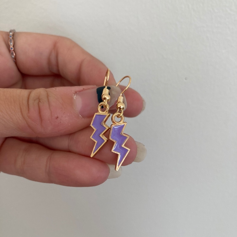 purple lightning bolt earrings